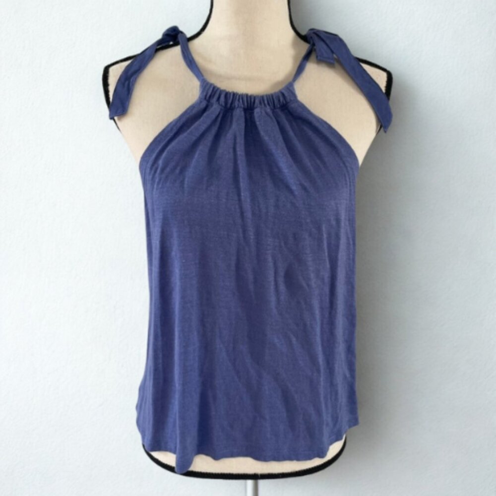 J.Crew 100% Linen Adjustable Tie-Shoulder Tank XS - Blue - GUC